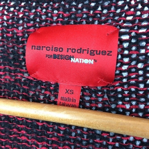 Narciso Rodriguez Design Nation Black & Red Long Sleeve Knit Open Sweater XS - Picture 9 of 11